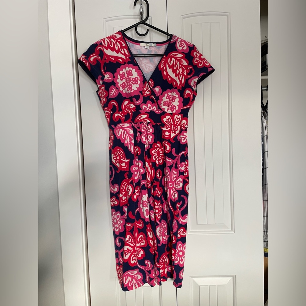 Boden Pink/Navy Floral Dress - Size 8